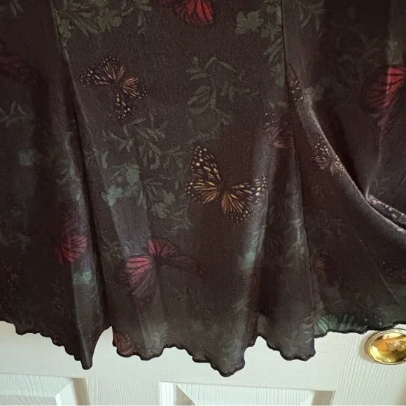 Thorn & Fable Butterfly Velvet Mermaid Skirt (M) – Green Floral Whimsigoth Goth - Picture 6 of 7